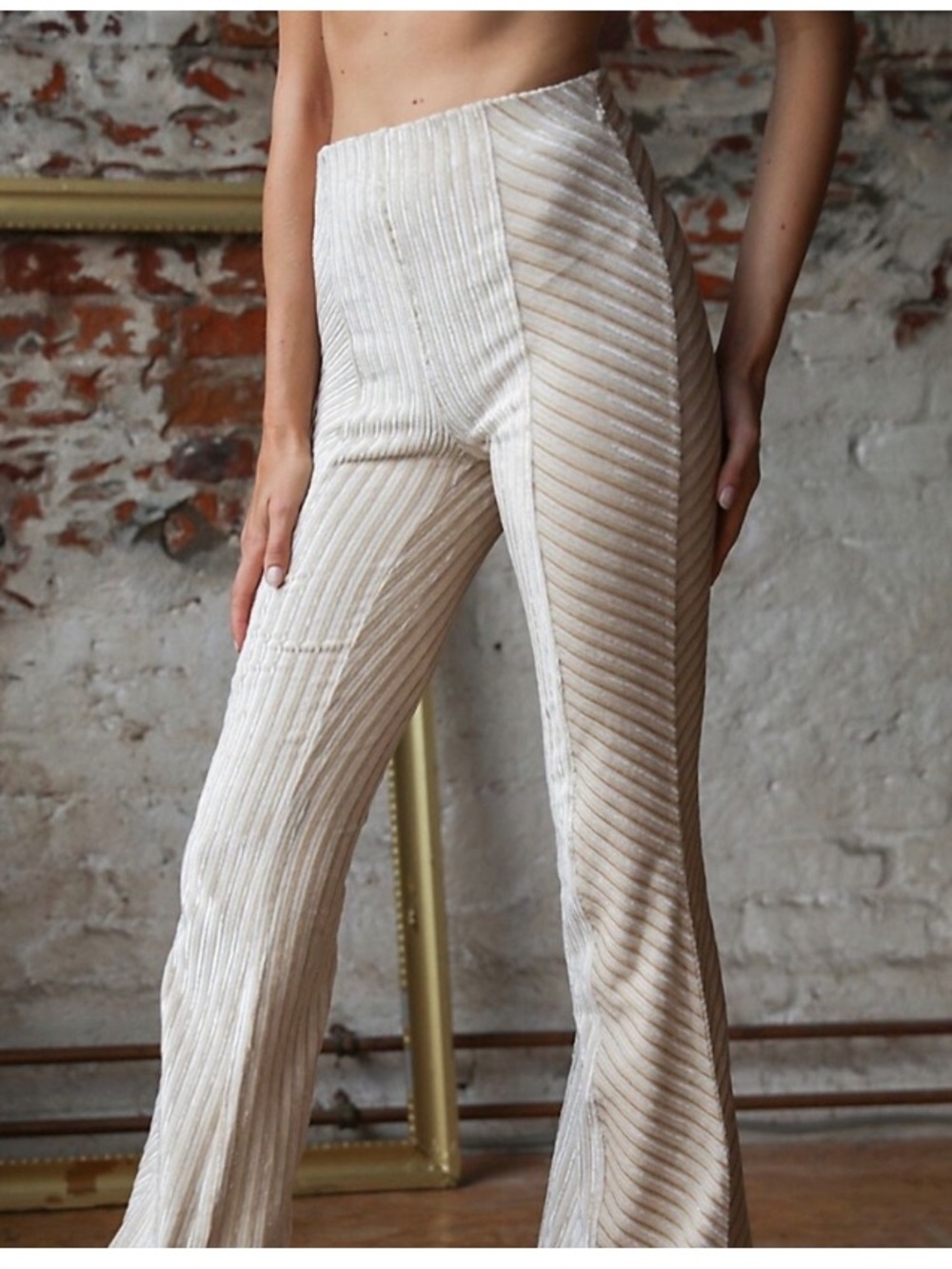 Free People Slim Pull On Velvet Flare Pants